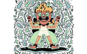 Germs and dirt around a playful child illustrated